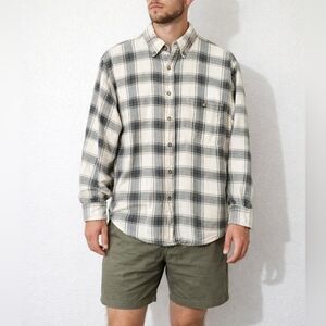 Basic Equipment 100% cotton Shirt Plaid Button Down Long Sleeve Size M unisex